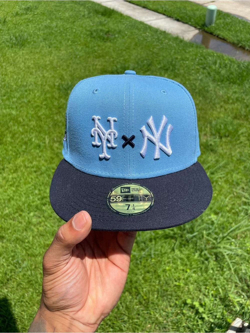 New Era Kids Sky Blue & Black MLB 59FIFTY Two-Team Logo Hat